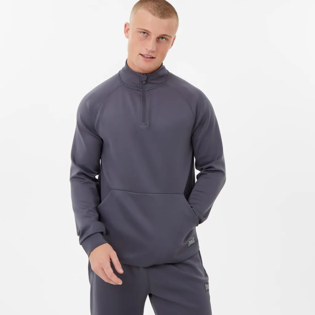 Fitness And Gymwear*Everlast Mens Quarter Zip Track Jacket in Grey