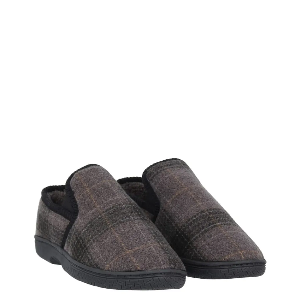 Slippers*Fabric Check Slipper Sn54 in Grey