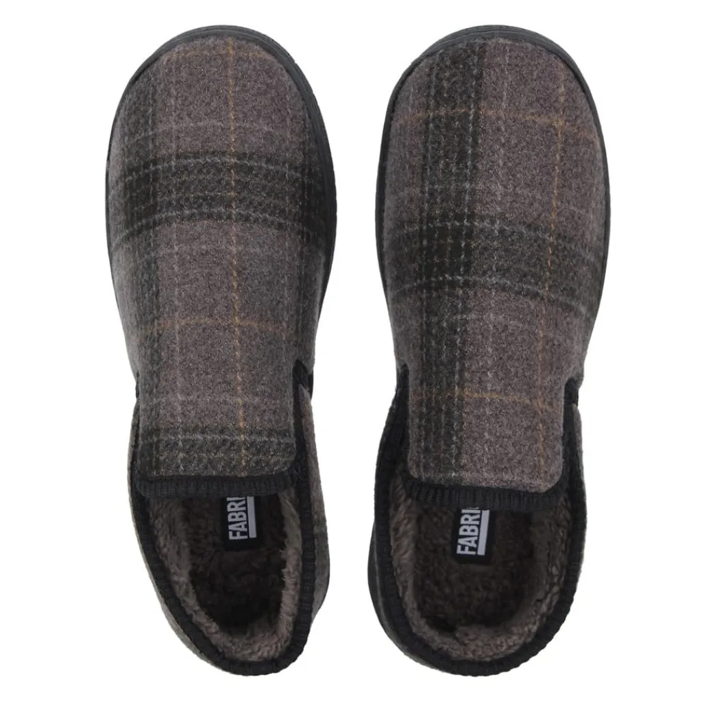 Slippers*Fabric Check Slipper Sn54 in Grey