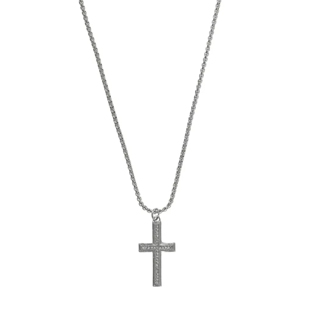 Jewellery-Watches*Fabric Cross Necklace in Silver