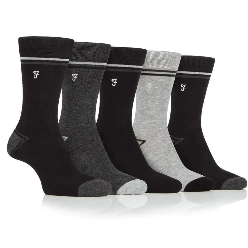Underwear And Socks*Farah 5 Pack Bamboo Socks Mens in Black