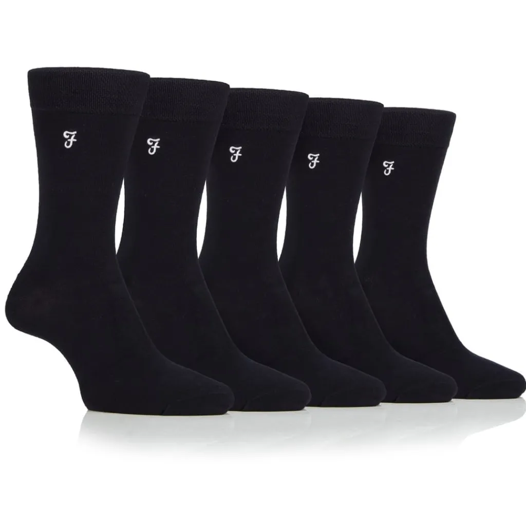 Underwear And Socks*Farah 5 Pack Bamboo Socks Mens in Black