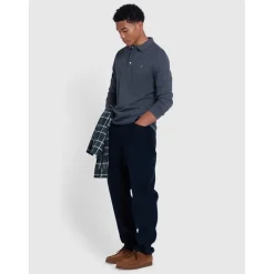 Polo Shirts*Farah Blns Ls Polo in Grey