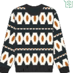 Knitwear*Farah Kitz Fairisle Crew Neck Relaxed Fit Sweater in Blue