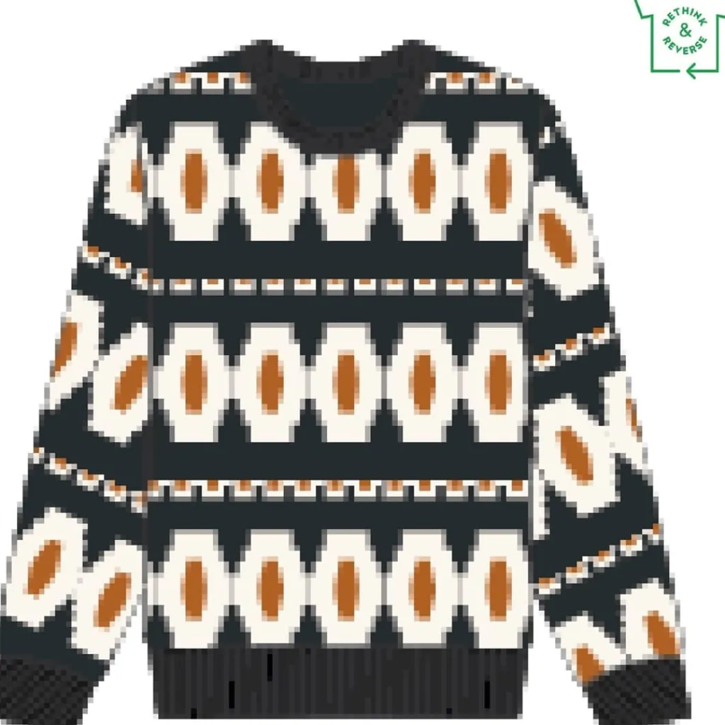 Knitwear*Farah Kitz Fairisle Crew Neck Relaxed Fit Sweater in Blue