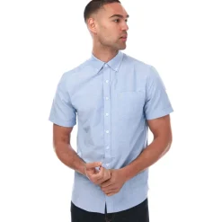 Shirts*Farah Mens Drayton Modern Fit Short Sleeve Oxford Shirt in Blue