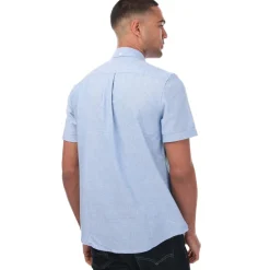 Shirts*Farah Mens Drayton Modern Fit Short Sleeve Oxford Shirt in Blue