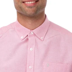 Shirts*Farah Mens Drayton Short Sleeve Shirt in Coral