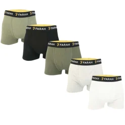 Gifts*Farah Mens Renzo 5 Pack Boxer Shorts in Khaki