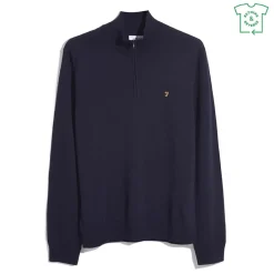 Knitwear*Farah Quarter Zip Jumper in Blue