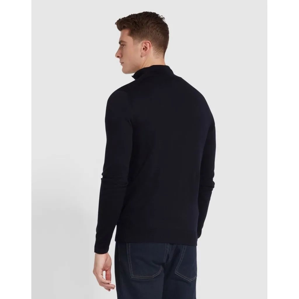 Knitwear*Farah Quarter Zip Jumper in Blue