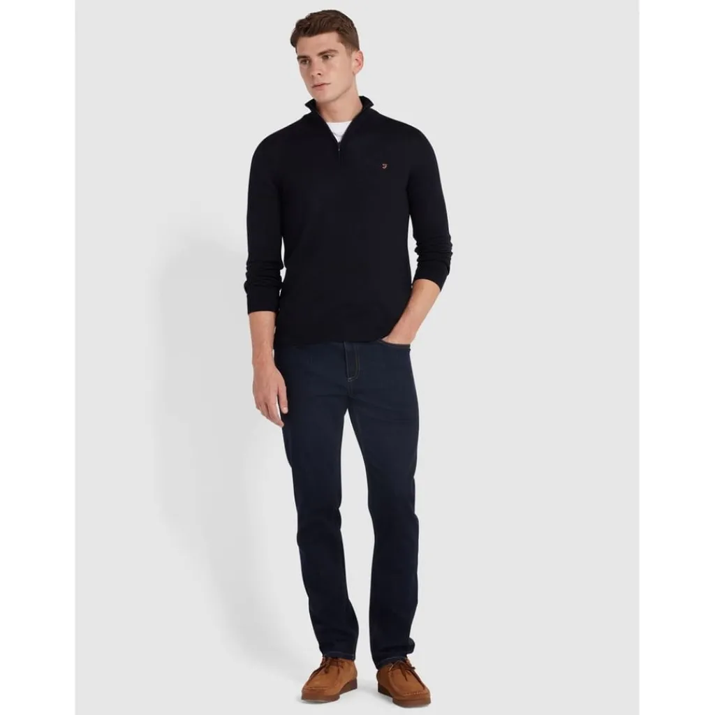 Knitwear*Farah Quarter Zip Jumper in Blue