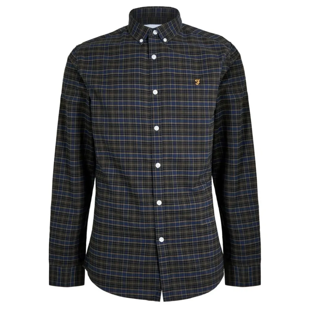 Shirts*Farah Ribbed Regular Fit Long Sleeve Shirt in Black