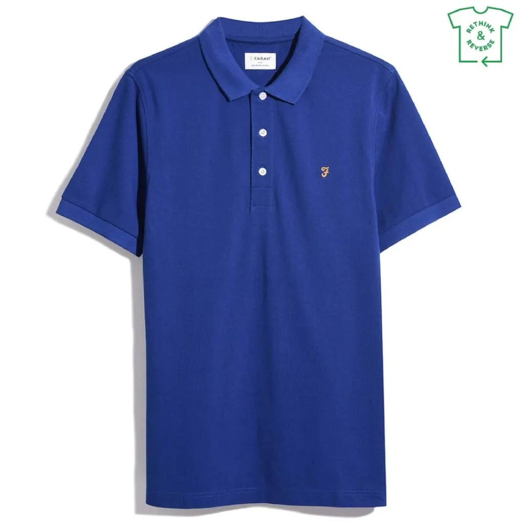 Polo Shirts*Farah Short Sleeve Polo Shirt in Blue