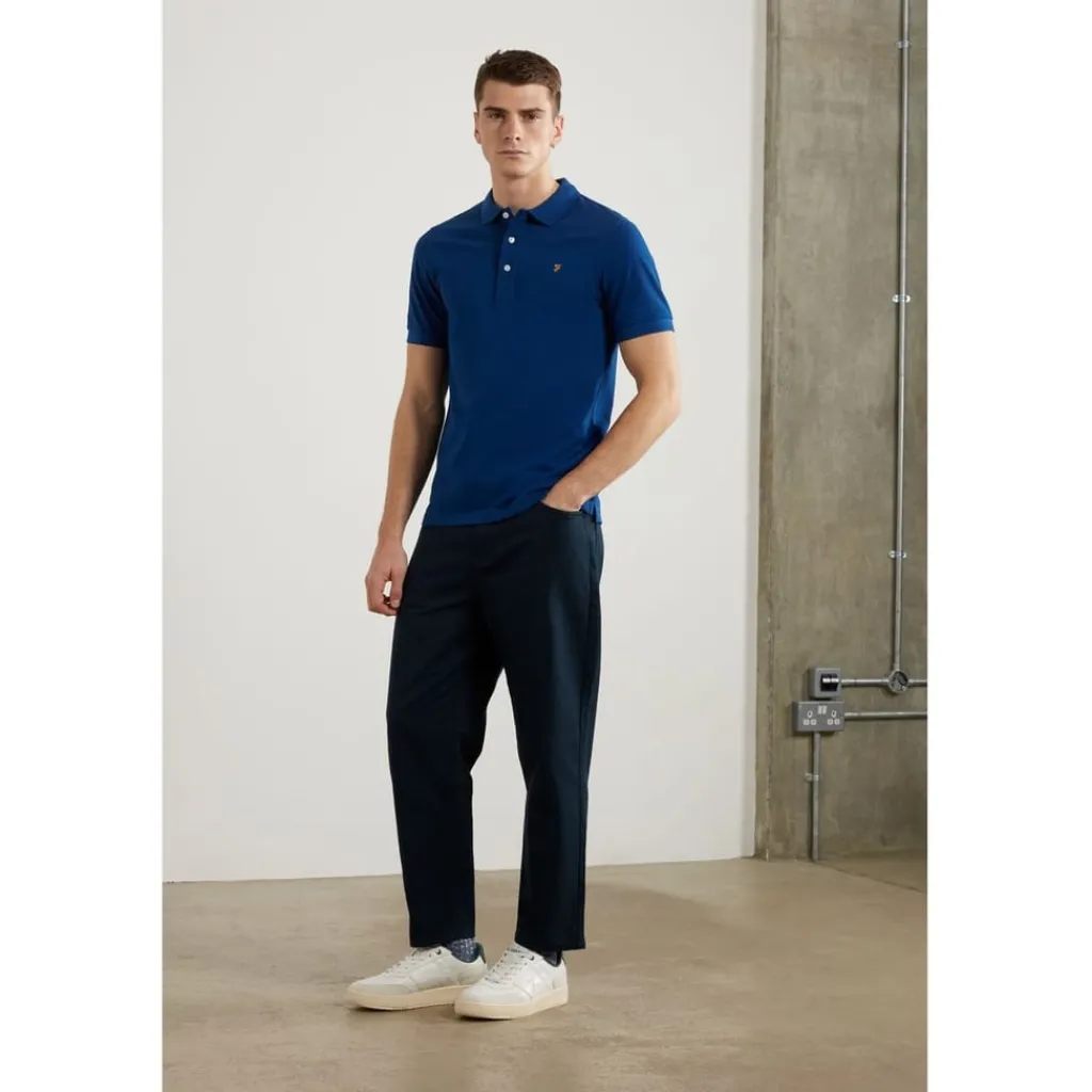 Polo Shirts*Farah Short Sleeve Polo Shirt in Blue