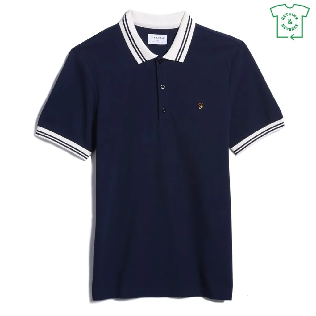 Polo Shirts*Farah Short Sleeve Regular Fit Polo Shirt in Blue