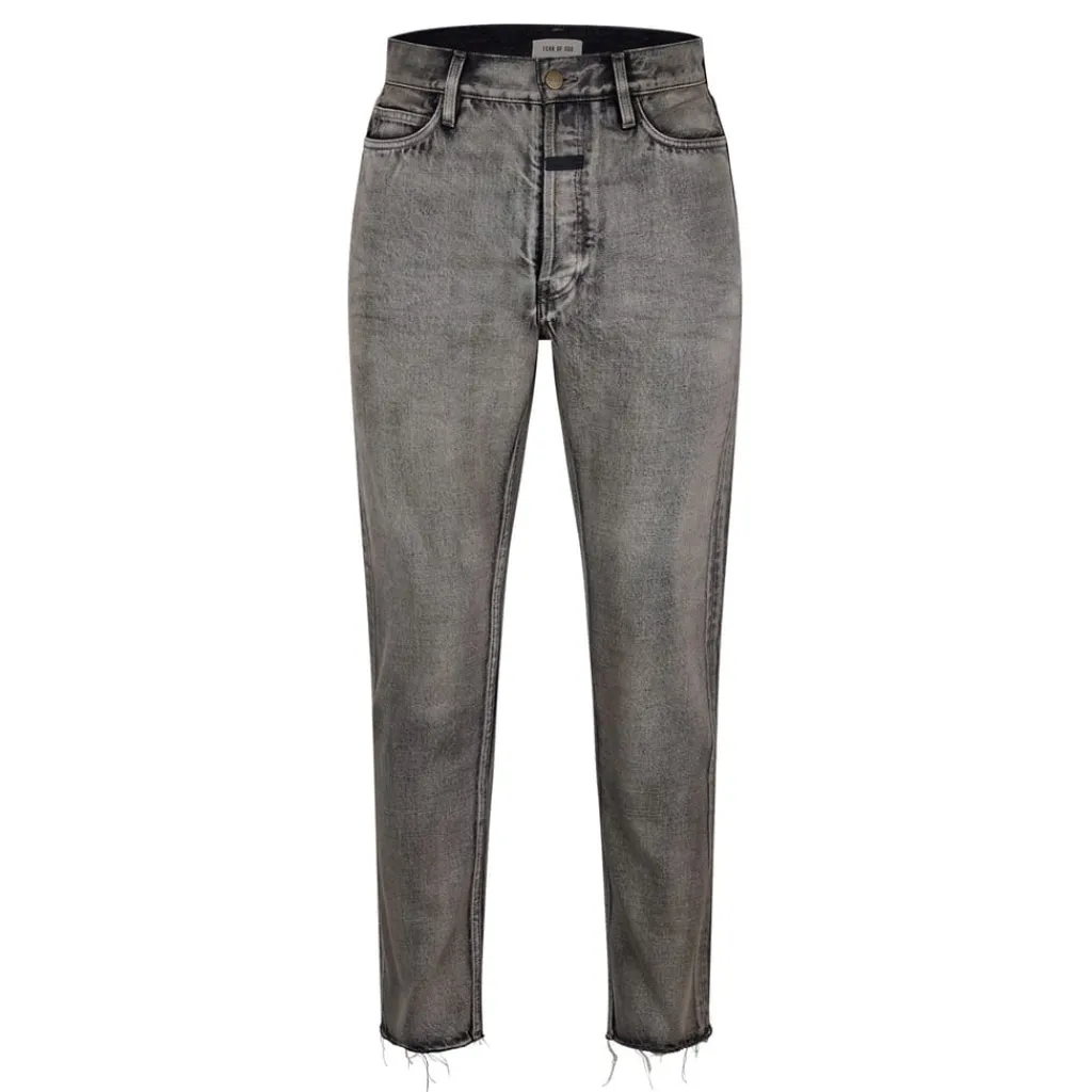 Jeans*Fear Of God Five Pocket Straight Fit Jeans in Grey