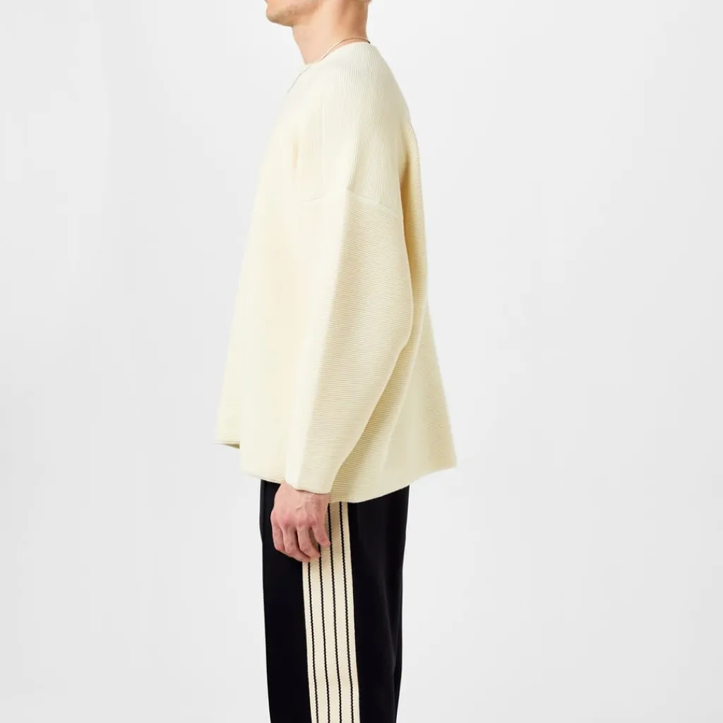 Knitwear*Fear Of God Ottoman Wool Straight Neck Sweater in Cream