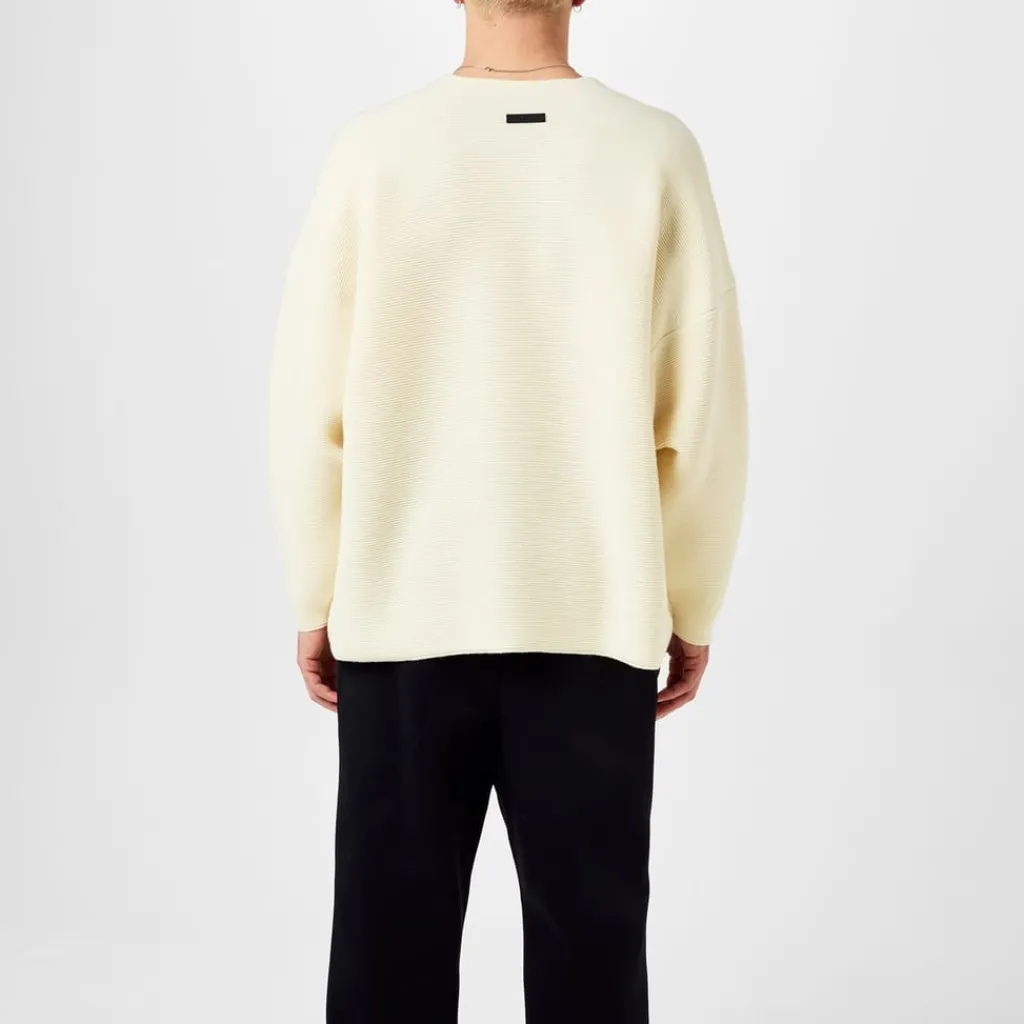 Knitwear*Fear Of God Ottoman Wool Straight Neck Sweater in Cream