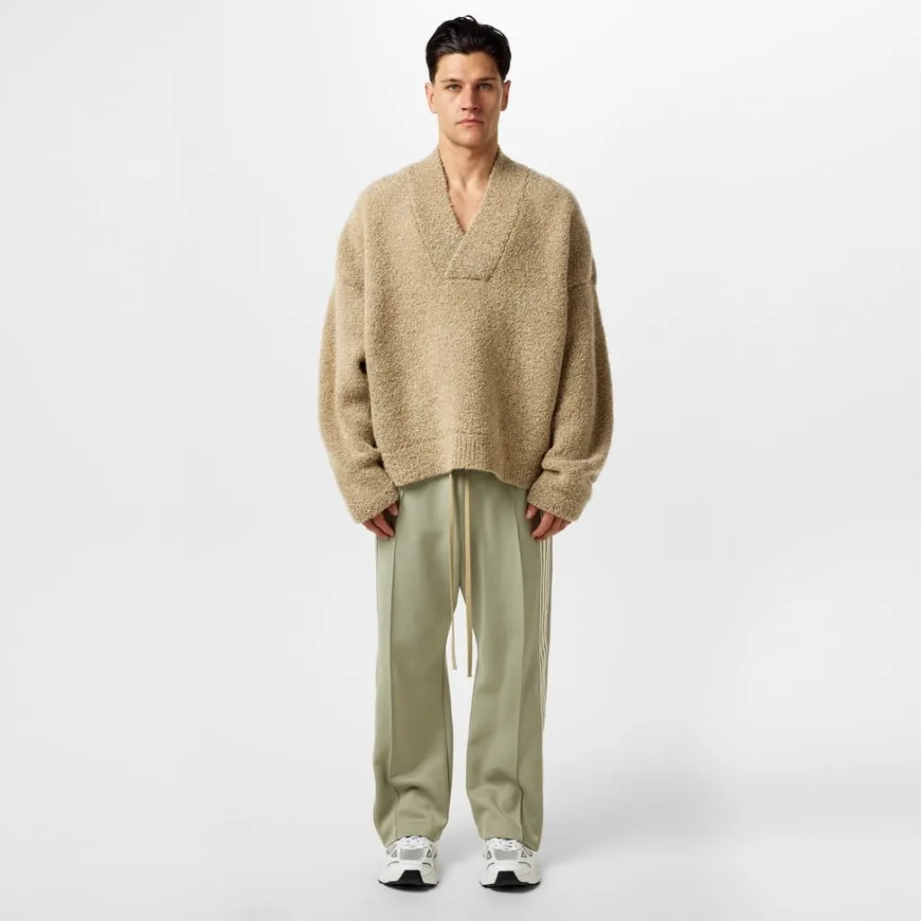 Knitwear*Fear Of God Overlapped V Neck Sweater in Beige