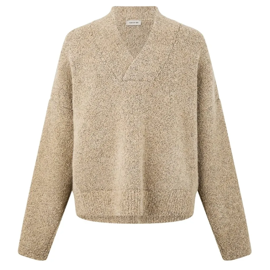 Knitwear*Fear Of God Overlapped V Neck Sweater in Beige