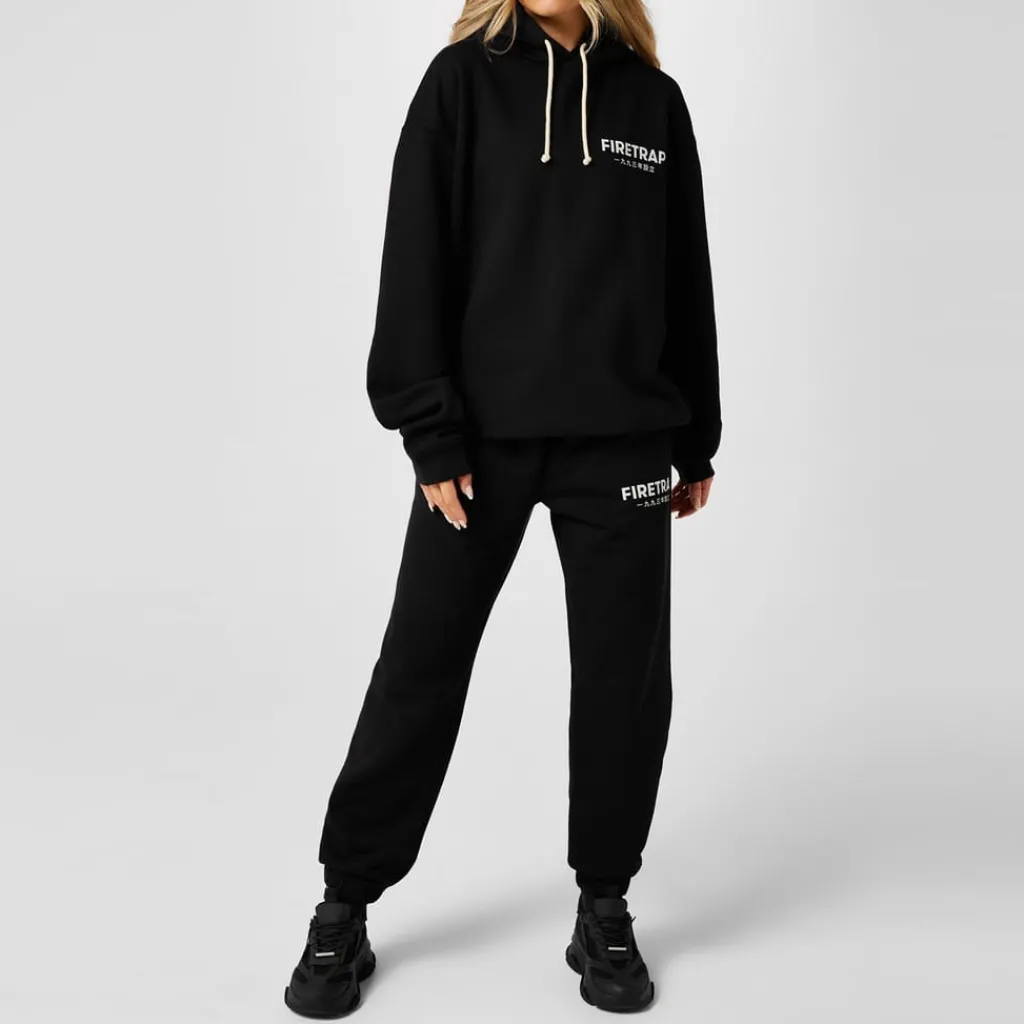 Hoodies*Firetrap Hooded Relaxed Fit Long Sleeve Sweatshirt in Black