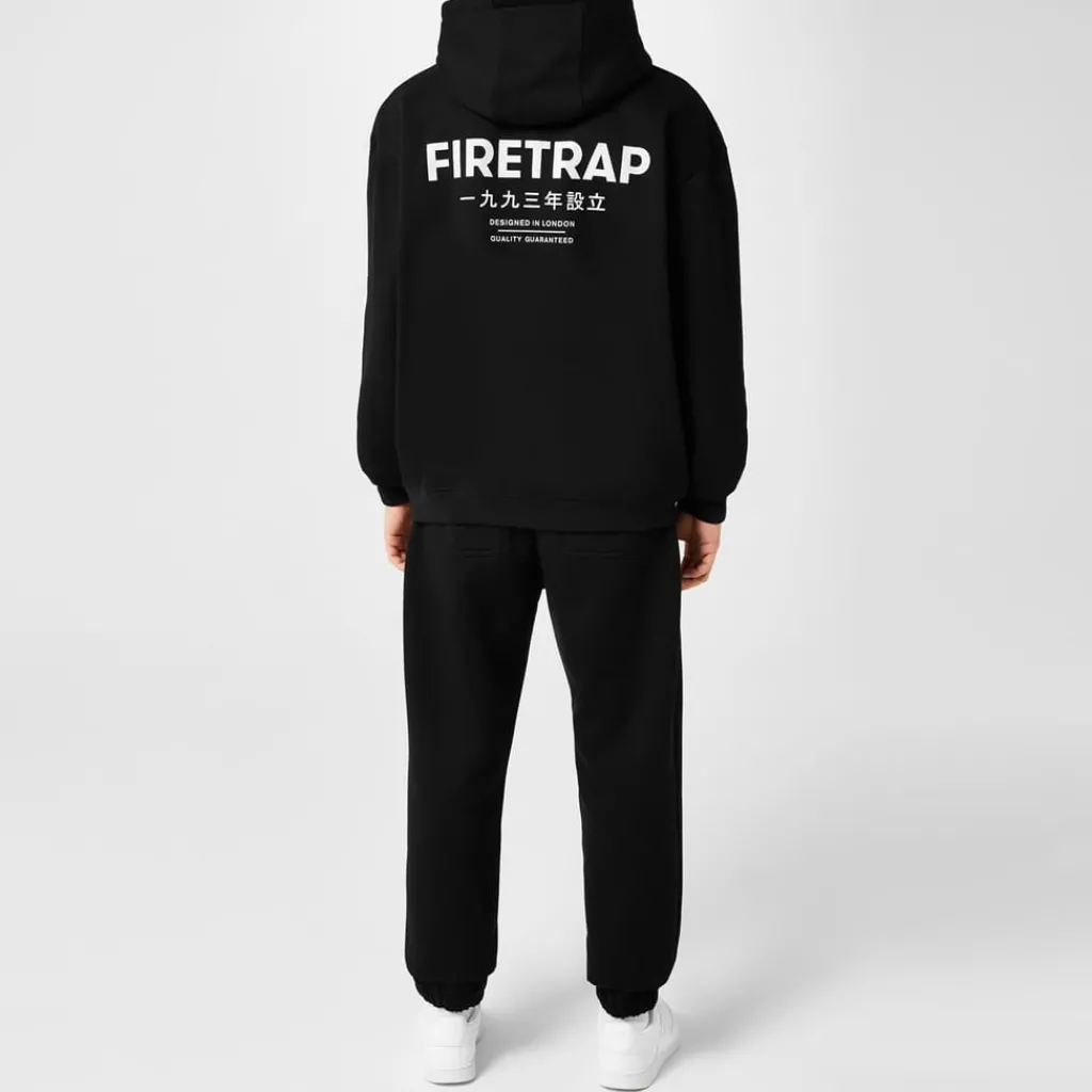 Hoodies*Firetrap Hooded Relaxed Fit Long Sleeve Sweatshirt in Black