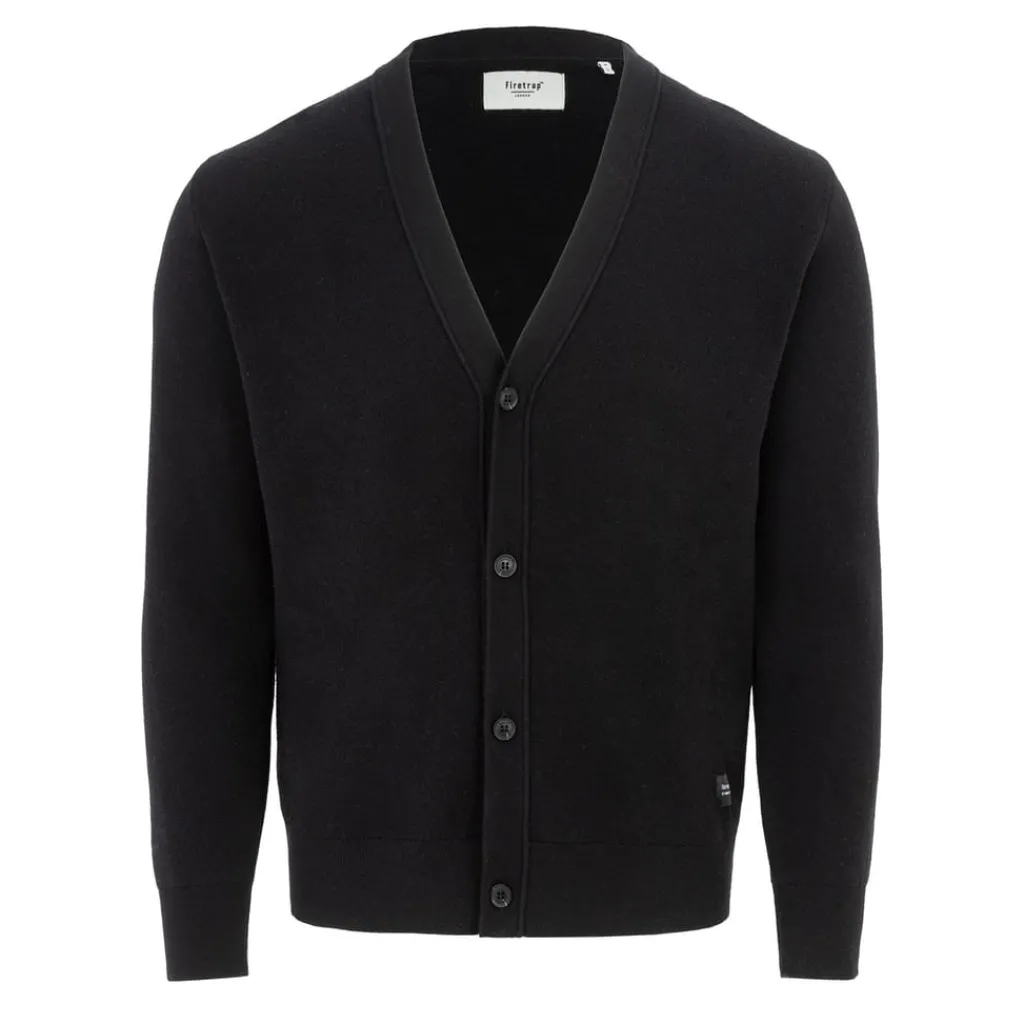 Knitwear*Firetrap Mens Button Cardigan in Black