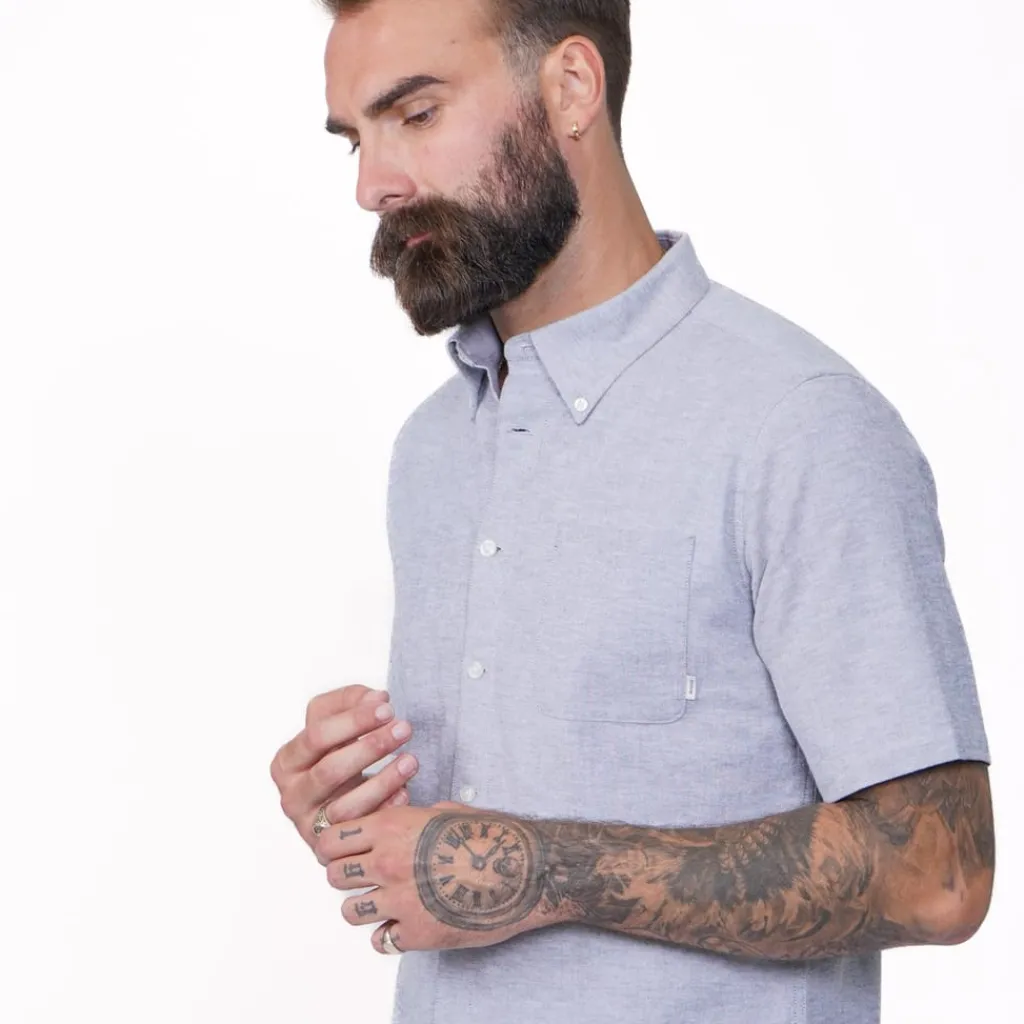 Shirts*Firetrap Mens Classic Oxford Short Sleeve Shirt in Blue