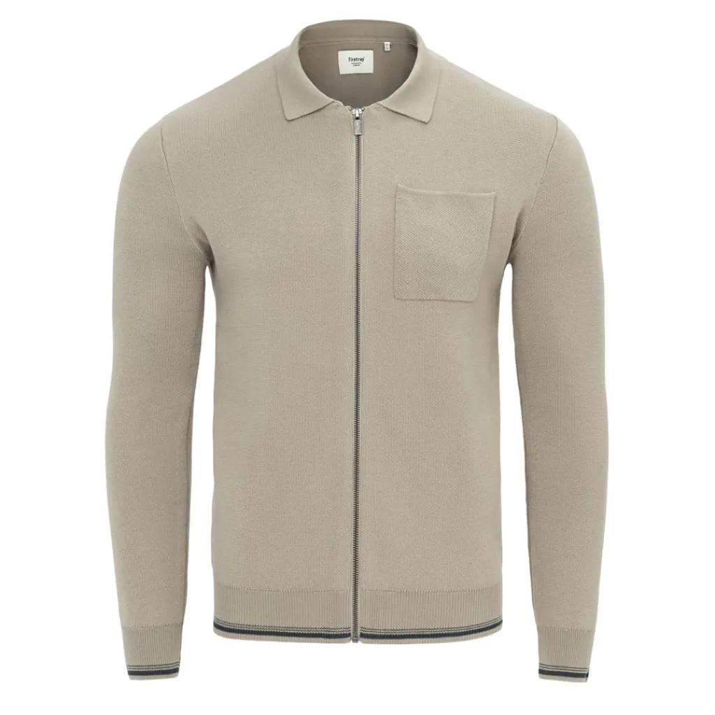Knitwear*Firetrap Mens Long Sleeve Cardigan in Grey