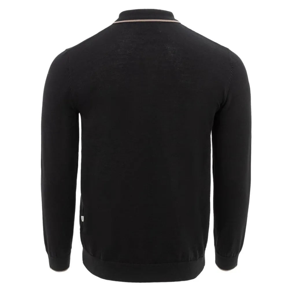 Knitwear*Firetrap Mens Long Sleeve Polo Jumper in Black