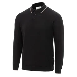 Knitwear*Firetrap Mens Long Sleeve Polo Jumper in Black