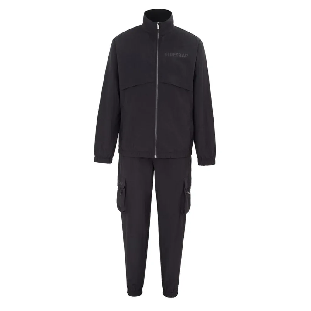 Tracksuits*Firetrap Mens Zip Tracksuit in Black