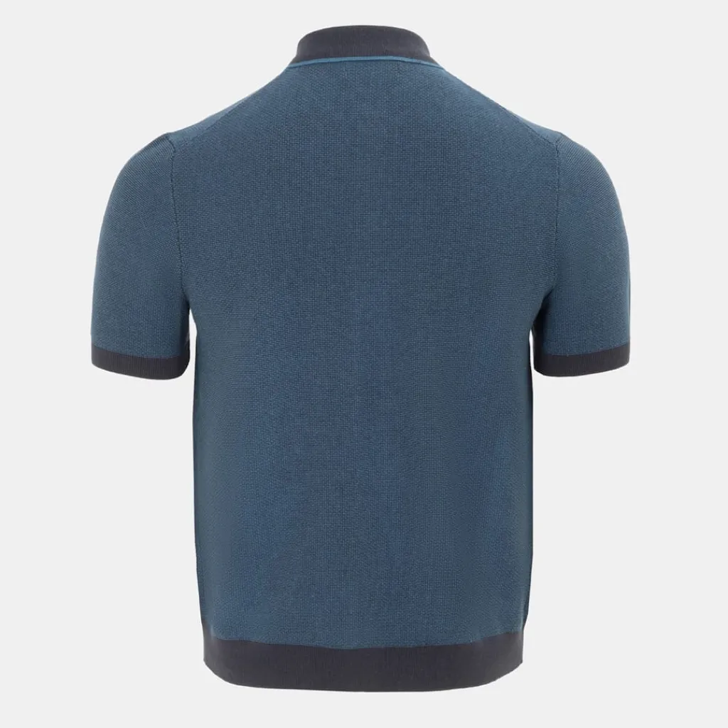 Polo Shirts*Firetrap Short Sleeve Knit Polo Shirts Cardigan in Blue