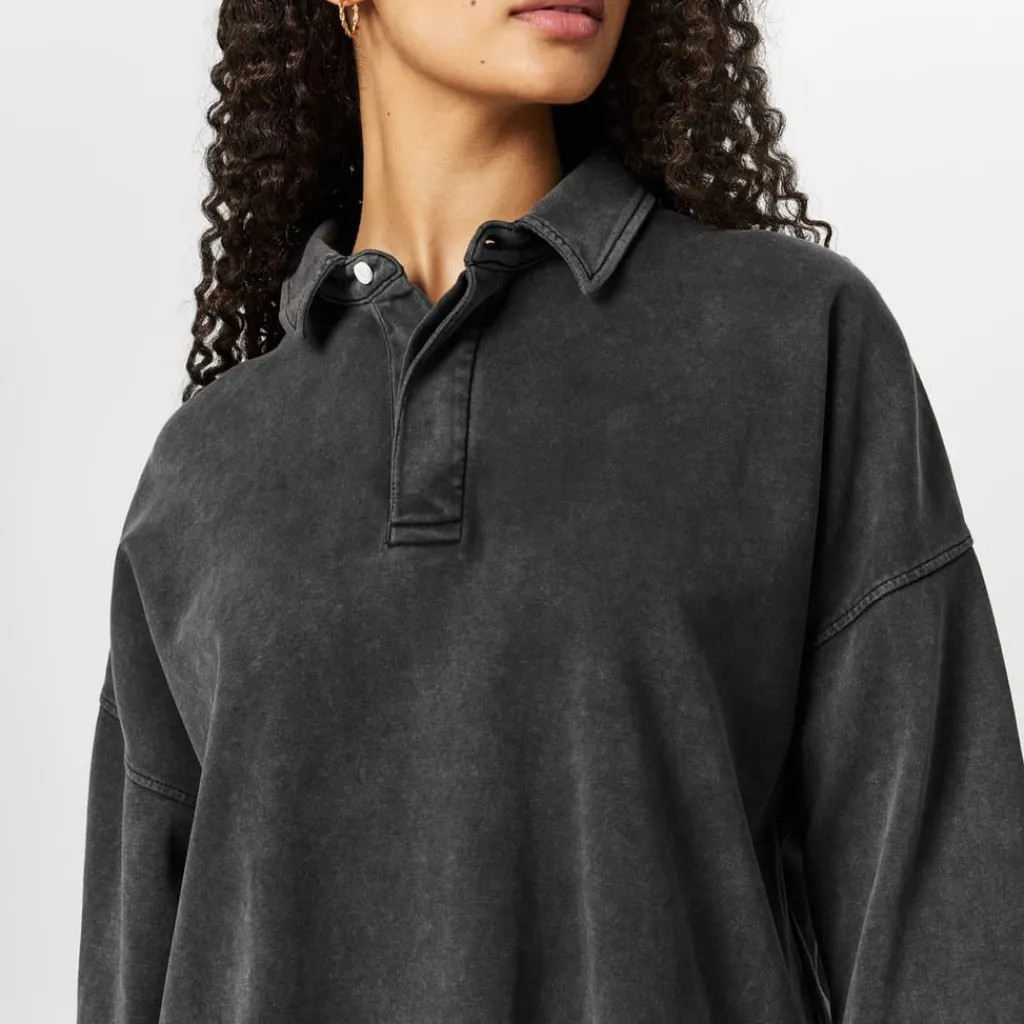 Polo Shirts*Firetrap Washed Rugby Ladies in Black