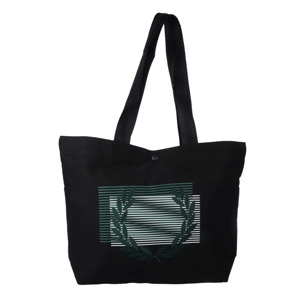 Bags*Fred Perry Glitched Graphic Tote Bag in Black