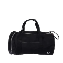 Bags*Fred Perry Graphic Print Barrel Bag in Black