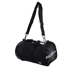Bags*Fred Perry Graphic Print Barrel Bag in Black