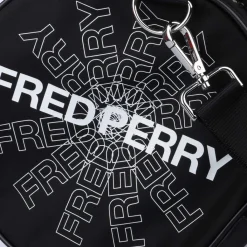 Bags*Fred Perry Graphic Print Barrel Bag in Black