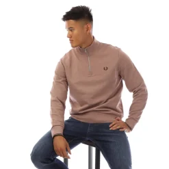 Sweatshirts*Fred Perry Half-Zip Sweatshirt in Pink