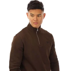 Sweatshirts*Fred Perry Half-Zip Sweatshirt in Brown