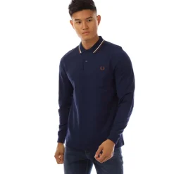 Polo Shirts*Fred Perry Long Sleeve Twin Tipped Polo Shirt in Navy