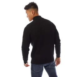 Knitwear*Fred Perry Textured Half-Zip Sweater in Black