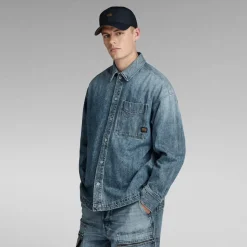 Coats And Jackets*G Star Boxy Fit Collared Neck Shirt Jacket in Blue