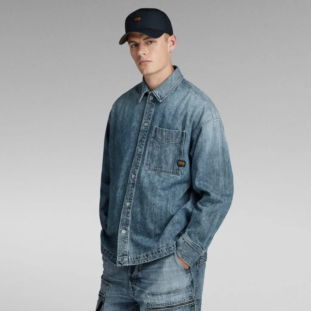 Coats And Jackets*G Star Boxy Fit Collared Neck Shirt Jacket in Blue