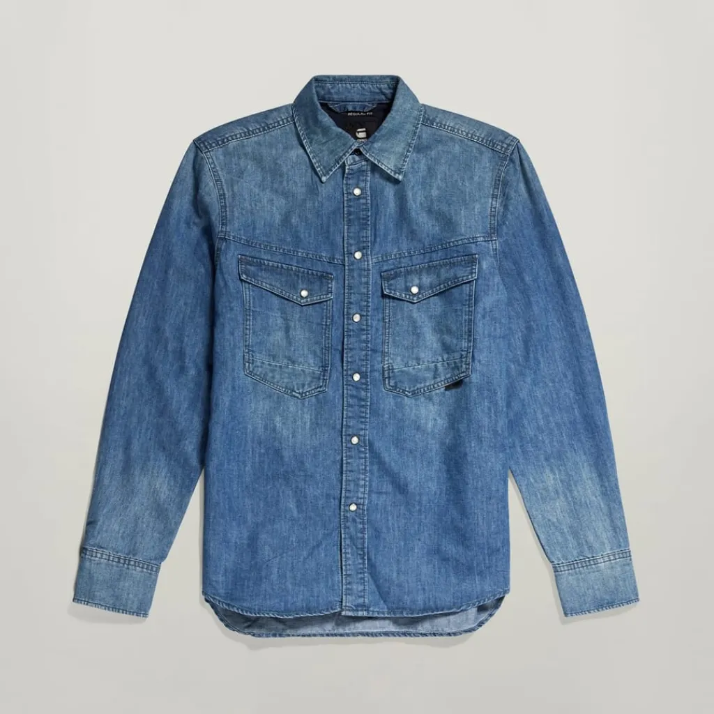 Shirts*G Star Dakota Regular Fit Long Sleeve Shirt in Blue
