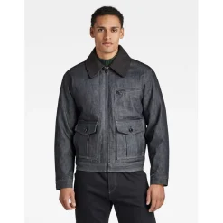 Coats And Jackets*G Star Elasticated Hem Denim Jacket with a Zip Pocket in Blue