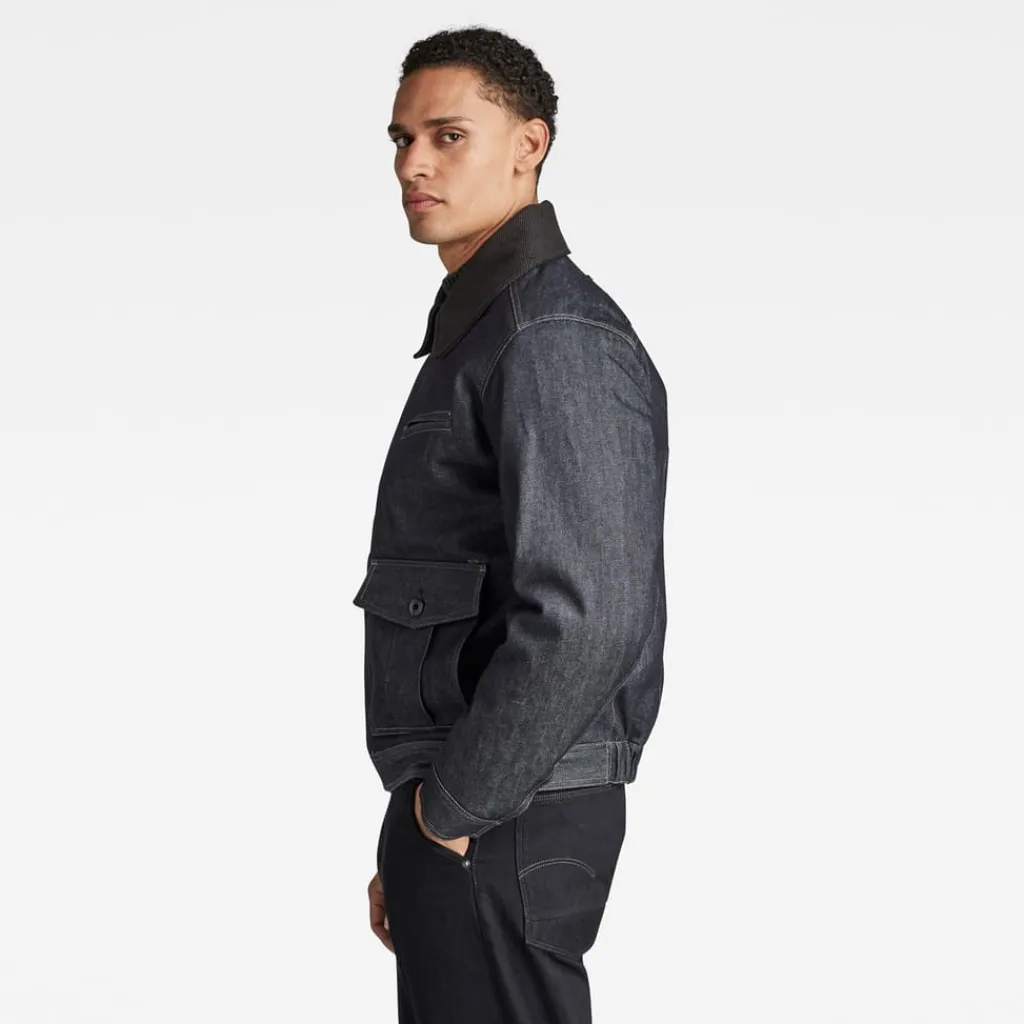 Coats And Jackets*G Star Elasticated Hem Denim Jacket with a Zip Pocket in Blue
