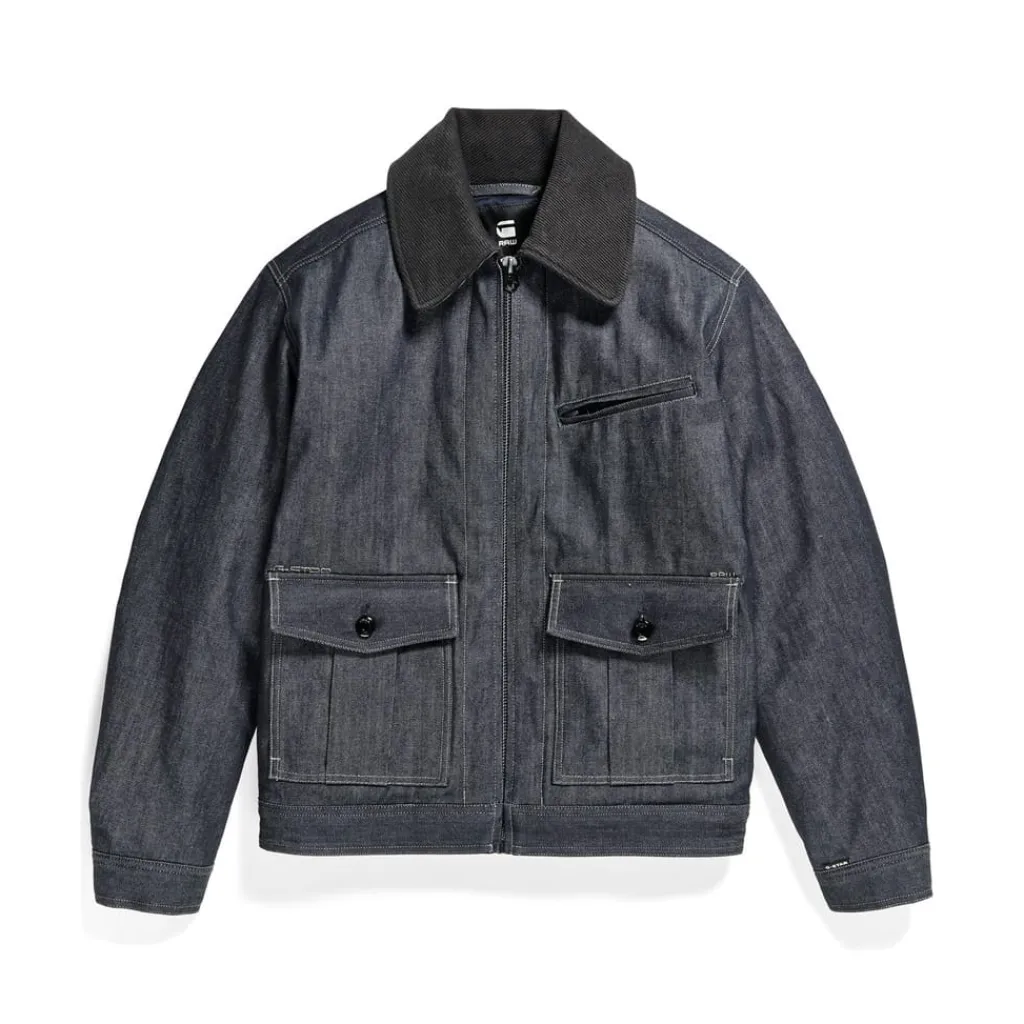 Coats And Jackets*G Star Elasticated Hem Denim Jacket with a Zip Pocket in Blue