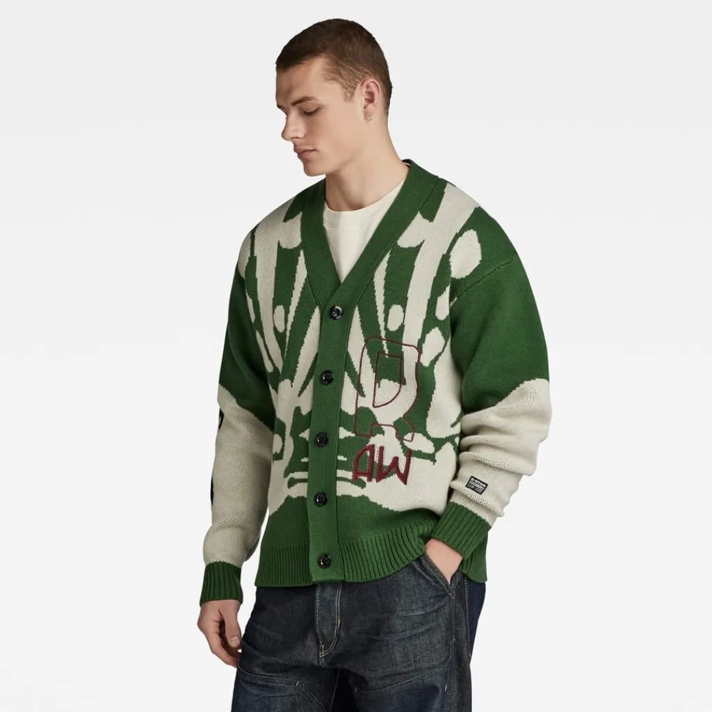 Knitwear*G Star Holiday Cardi in Green